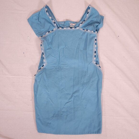 Faherty Jetty Shift Dress 100% Organic Cotton Embroidered Delphinium Medium Boho - Picture 1 of 13